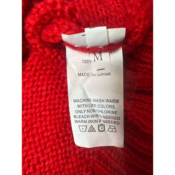 Misslook Womens Red V-Neck Knit Sweater Acrylic Long Sleeve Pullover Size M - Picture 5 of 8